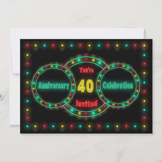 CONVITE PARA FESTA DE 40º ANIVERSÁRIO - LUZES DE N (Frente)
