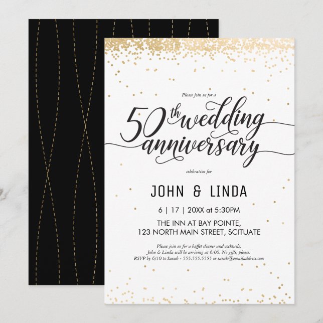 Convite para Festa de 50 Anos de Casamento - Doura (Frente/Verso)