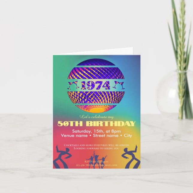 Convite para festa de 50 anos de idade em 1974 (Frente)