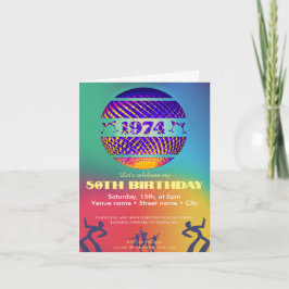 Convite para festa de 50 anos de idade em 1974