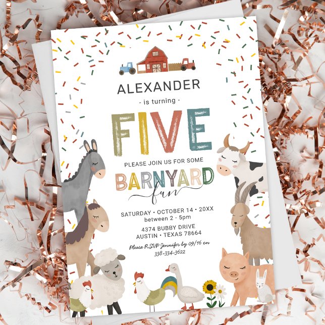 Convite para Festa de 5 Anos no Petting Zoo (Criador carregado)