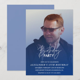 Convite para festa de 67 anos com foto de homens a