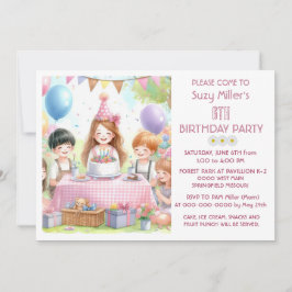 Convite para festa de 6 anos para meninas