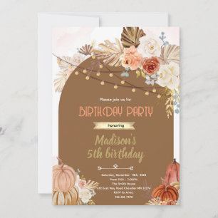 Convite para festa de abóbora Boho