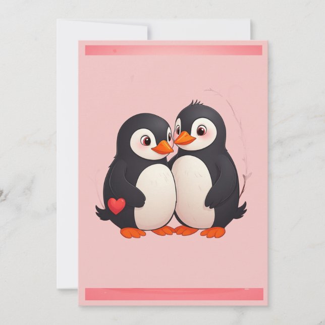 Convite para Festa de Amor de Pinguim (Frente)