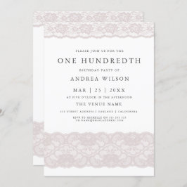 Convite para festa de aniversário 100th, Lace Rosa