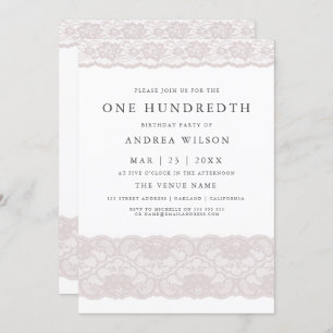 Convite para festa de aniversário 100th, Lace Rosa