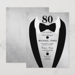 Convite para Festa de aniversário 80 de Silver Tux