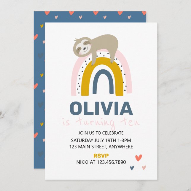 Convite para Festa de aniversário Arco-Íris (Frente/Verso)