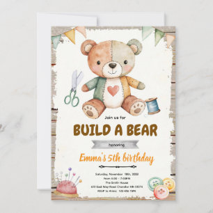 Convite para festa de aniversário Build-A-Stuffy