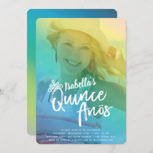 Convite para Festa de aniversário Colorida Quincea