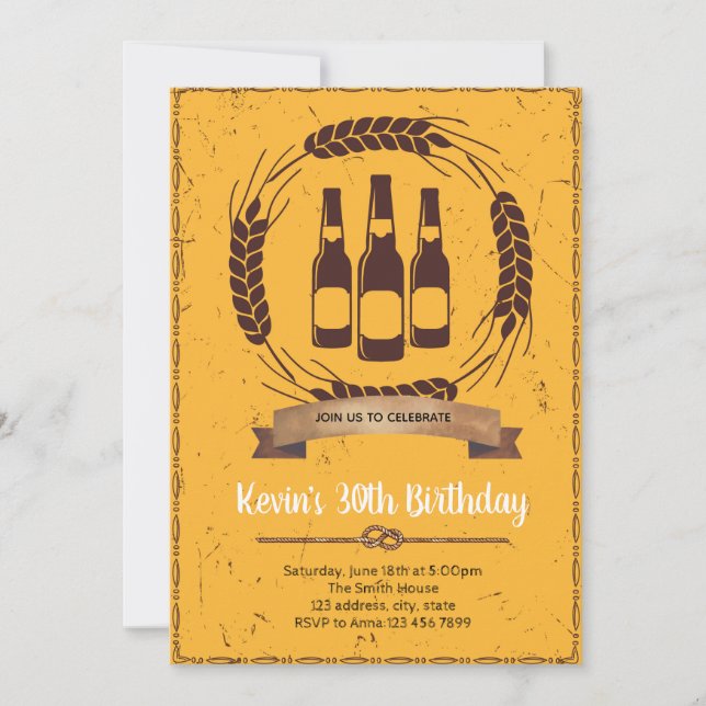 Convite para festa de aniversário com cerveja (Frente)