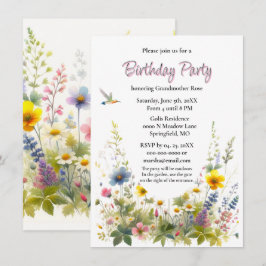 Convite para Festa de Aniversário com Flores Silve