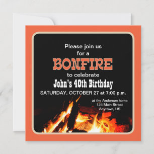 Convite para festa de aniversário com fogueira