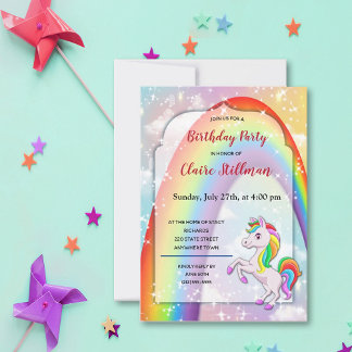 Convite para Festa de aniversário da Unicorn Pony 