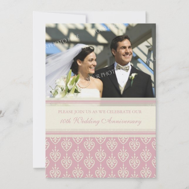 Convite para Festa de Aniversário de 10 anos Pink  (Frente)