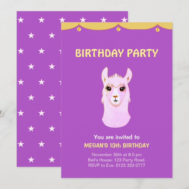 Convite para Festa de Aniversário de 13 anos (Frente/Verso)