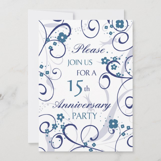 Convite para Festa de Aniversário de 15 anos Blue  (Frente)