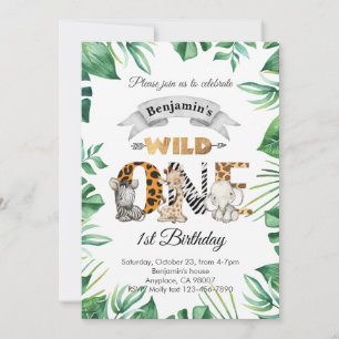 Convite para Festa de Aniversário de 1 ano Safari 