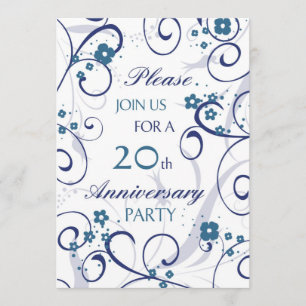 Convite para Festa de Aniversário de 20 anos Blue 