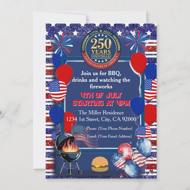 Convite para Festa de Aniversário de 250 anos da A (Frente)