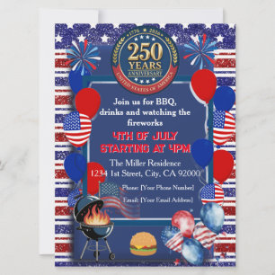 Convite para Festa de Aniversário de 250 anos da A