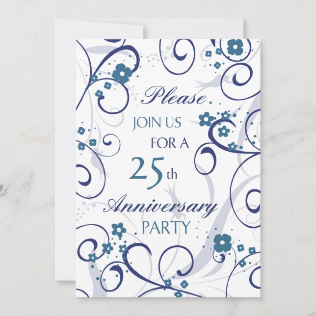 Convite para Festa de Aniversário de 25 anos Blue  (Frente)