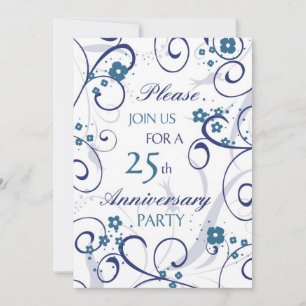 Convite para Festa de Aniversário de 25 anos Blue