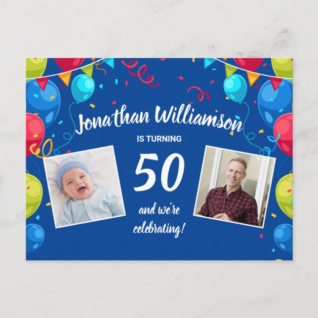 Convite para Festa de Aniversário de 50 anos, 2 Fo (Frente)