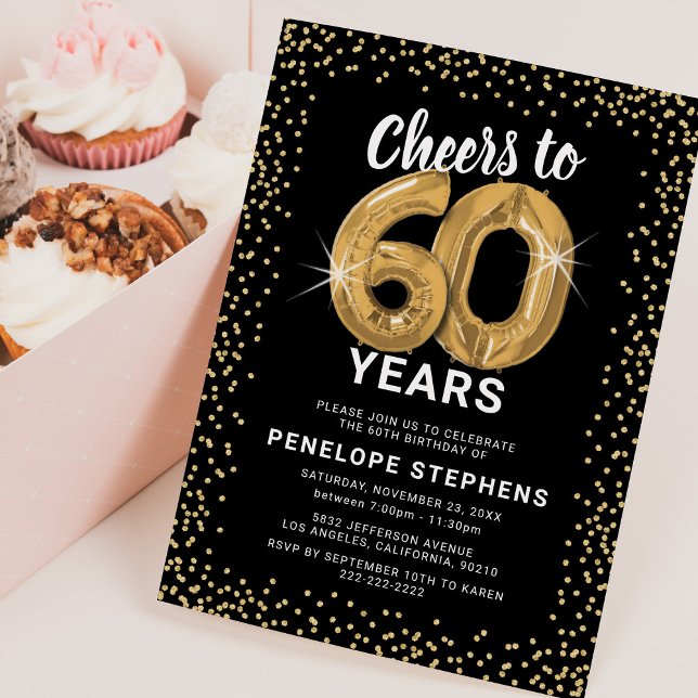 Convite para Festa de Aniversário de 60 anos Black (Criador carregado)
