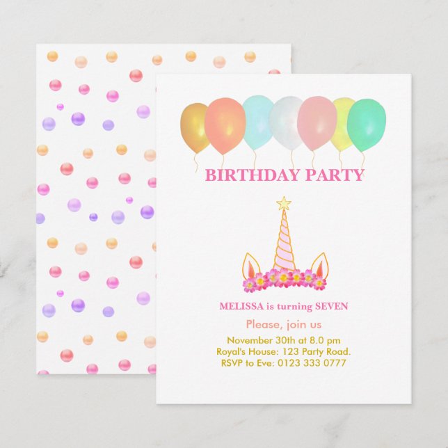 Convite para Festa de Aniversário de 7 anos do Uni (Frente/Verso)
