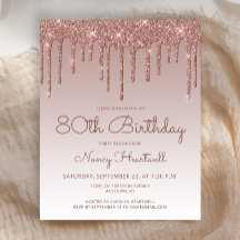 Convite para Festa de aniversário de 80 de Glam Do