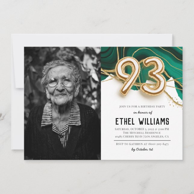 Convite para Festa de Aniversário de 93 anos (Frente)