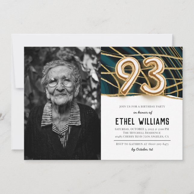 Convite para Festa de Aniversário de 93 anos (Frente)