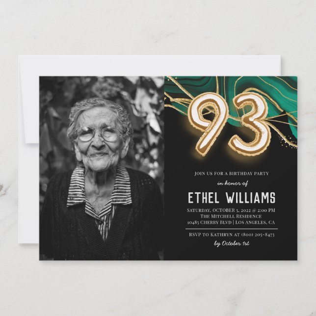 Convite para Festa de Aniversário de 93 anos (Frente)