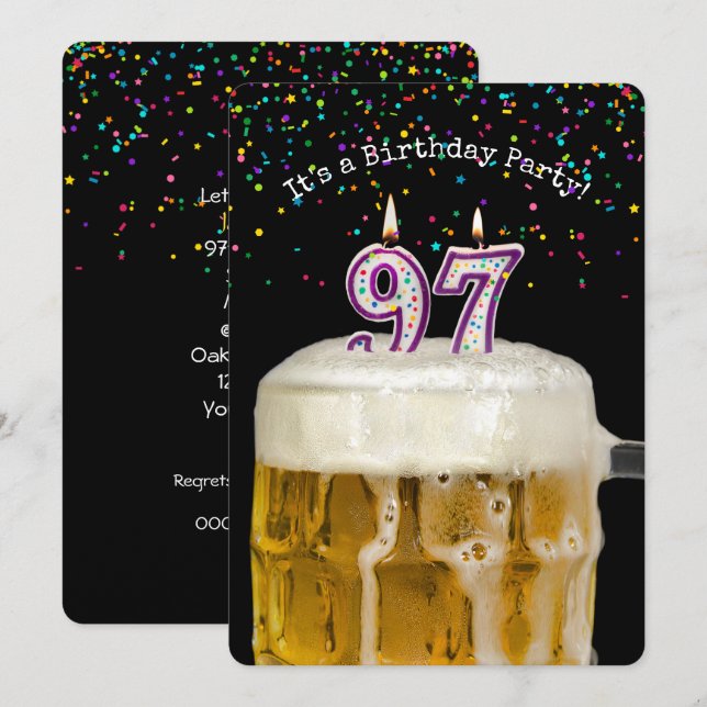 Convite para Festa de Aniversário de 97 anos (Frente/Verso)