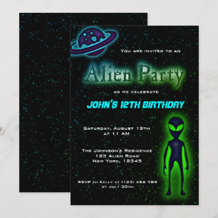 Convite para Festa de aniversário de Alienígena 