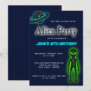 Convite para Festa de aniversário de Alienígena 