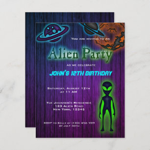 Convite para Festa de aniversário de Alienígena su