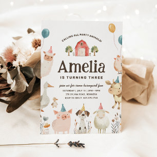 Convite para Festa de aniversário de Animais de Cr