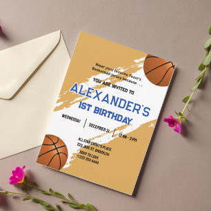 Convite para Festa de Aniversário de Basquete de 1