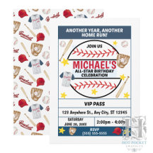 Convite para Festa de Aniversário de Beisebol