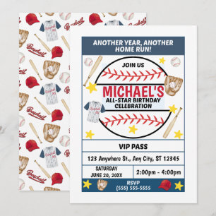 Convite para Festa de Aniversário de Beisebol