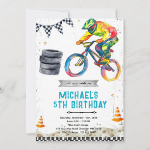 Convite para festa de aniversário de bicicleta BMX