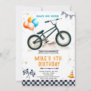 Convite para festa de aniversário de bicicleta BMX