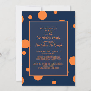 Convite para Festa de aniversário de Bolinhas azu