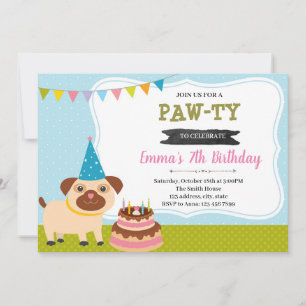 Convite para festa de aniversário de cachorrinho