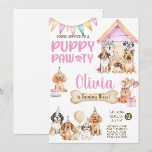 Convite para festa de aniversário de cachorrinho(a