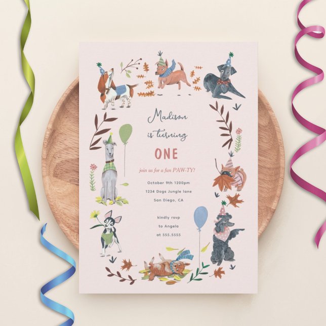 Convite para festa de aniversário de cachorrinhos  (Criador carregado)