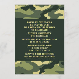 Convite para Festa de aniversário de Camouflage -